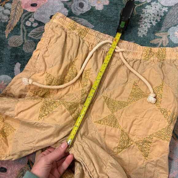 Kimchi Blue Sunita Jogger Pants Patchwork Small Tan Yellow Quilted Cotton Print - Picture 10 of 14